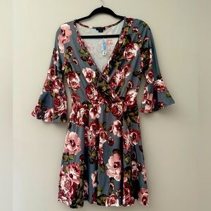 NEW WITH TAGS Floral bell sleeve fit and flare dress with v-neck